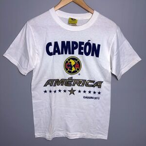 Vintage Club America T-Shirt Mens Size Large Liga MX Soccer Futbol White
